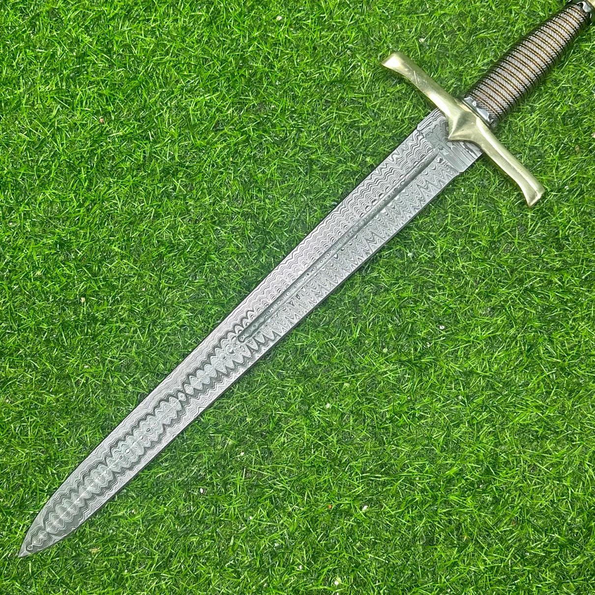 Exquisite 22" Handmade Damascus Steel Sword Double Edge Sword, Sword Real, for Viking, Gift for Groomsmen, Wedding Gift. Christmas Gift,