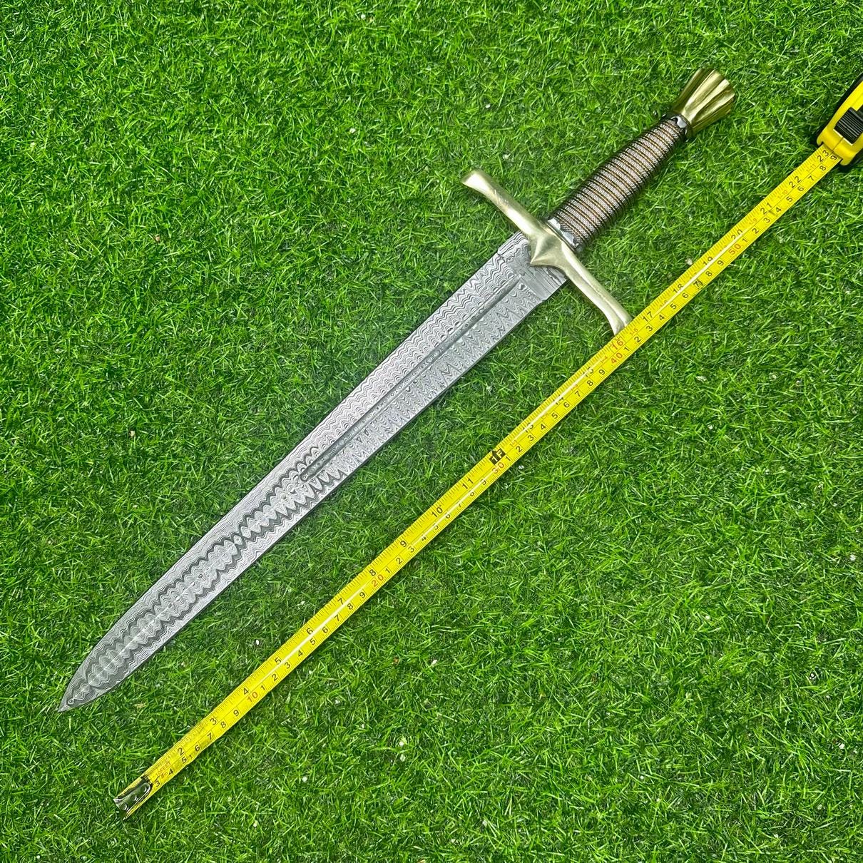 Exquisite 22" Handmade Damascus Steel Sword Double Edge Sword, Sword Real, for Viking, Gift for Groomsmen, Wedding Gift. Christmas Gift,