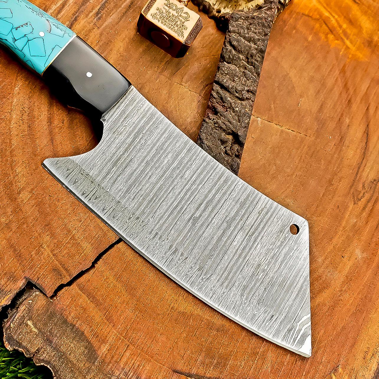 Damascus Steel Serbian Chopper Knife 11" | Full tang knife | Gift For Father | Cleaver Knife | Chopping Knife | Kitchen Knife | Chef Knife