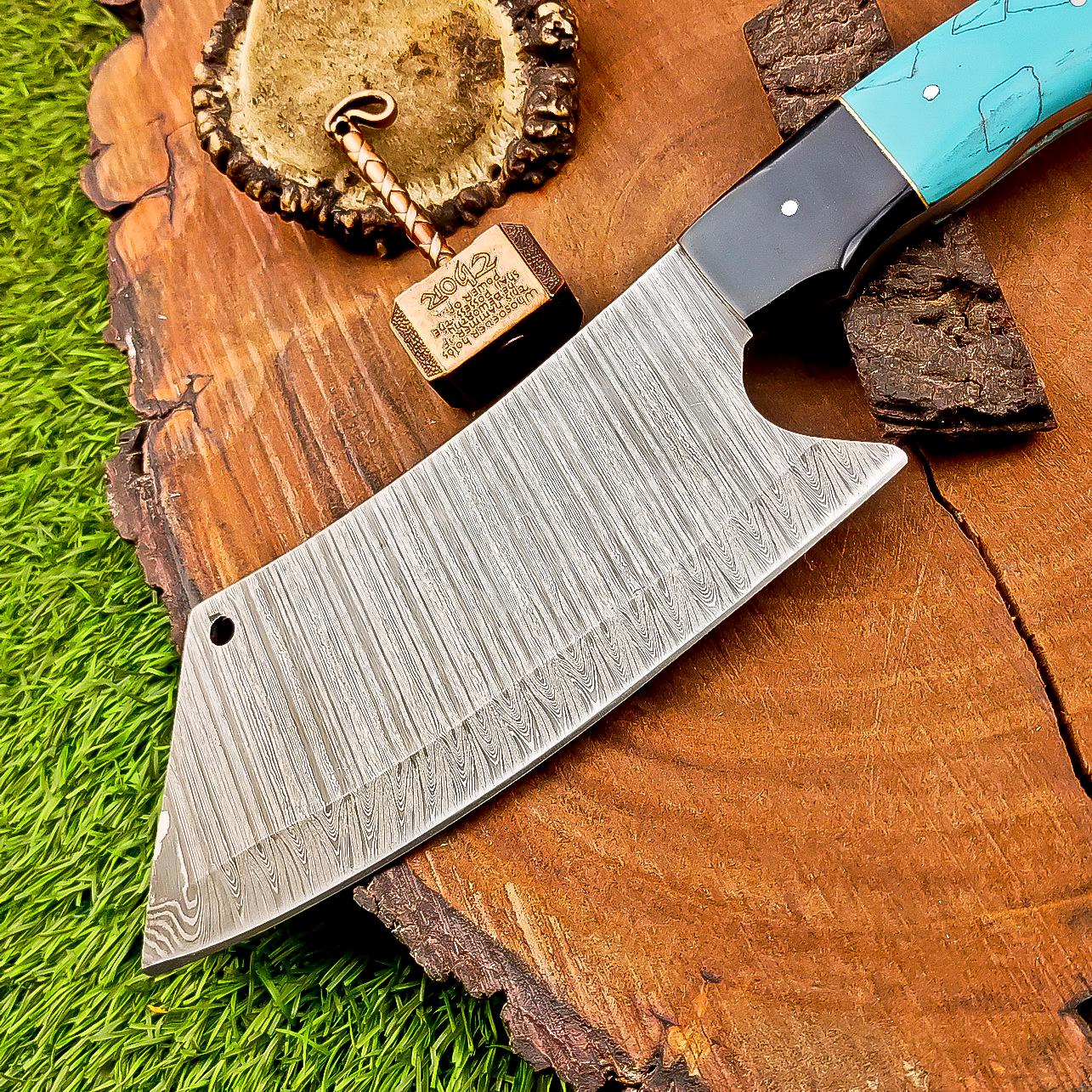 Damascus Steel Serbian Chopper Knife 11" | Full tang knife | Gift For Father | Cleaver Knife | Chopping Knife | Kitchen Knife | Chef Knife