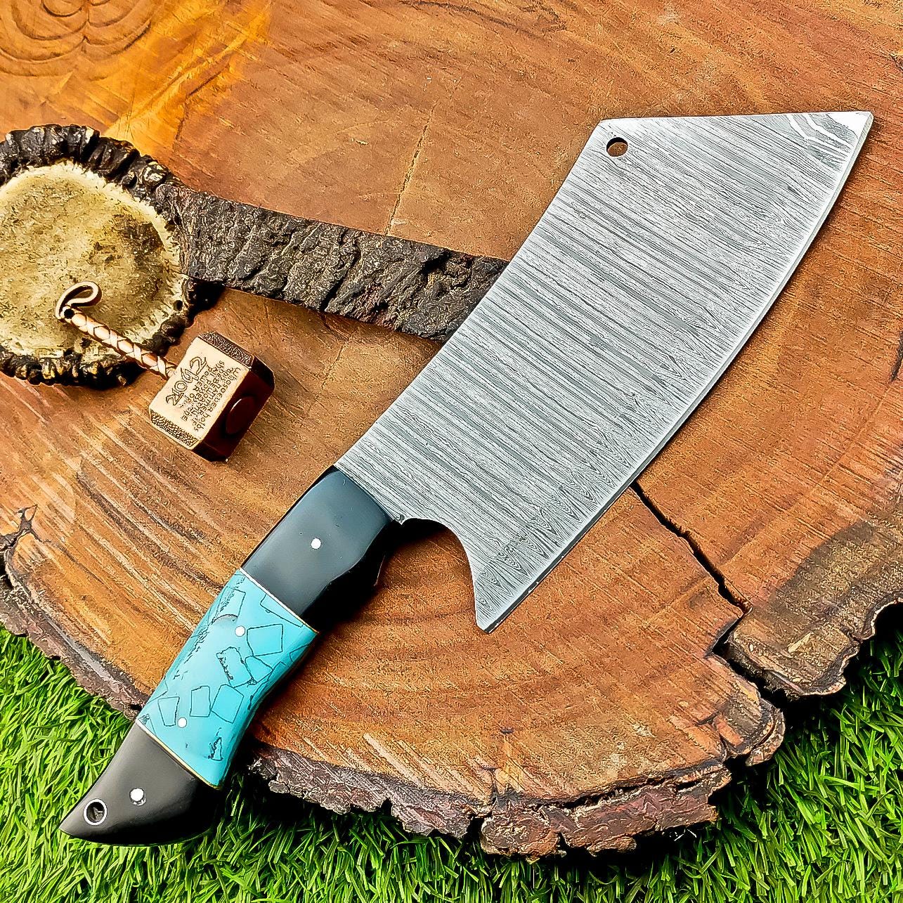Damascus Steel Serbian Chopper Knife 11" | Full tang knife | Gift For Father | Cleaver Knife | Chopping Knife | Kitchen Knife | Chef Knife