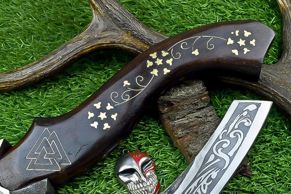 Pizza Cutter Axe Unique Viking Style Rose Wood Handle for Camping or Kitchen. Pizza Chef Gift Gift for Him, Gift for Her, Anniversary Gift