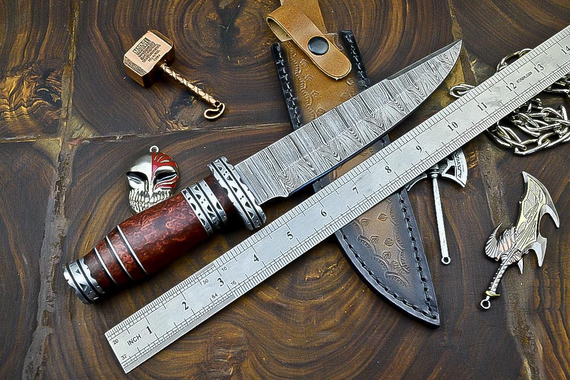 DAMASCUS Steel Knife Hand Forged Bowie Knife Fixed Blade Knife Hunting Knife, Resin, Personalized gift, Fathers day gift, Anniversary gift,| UN-4201