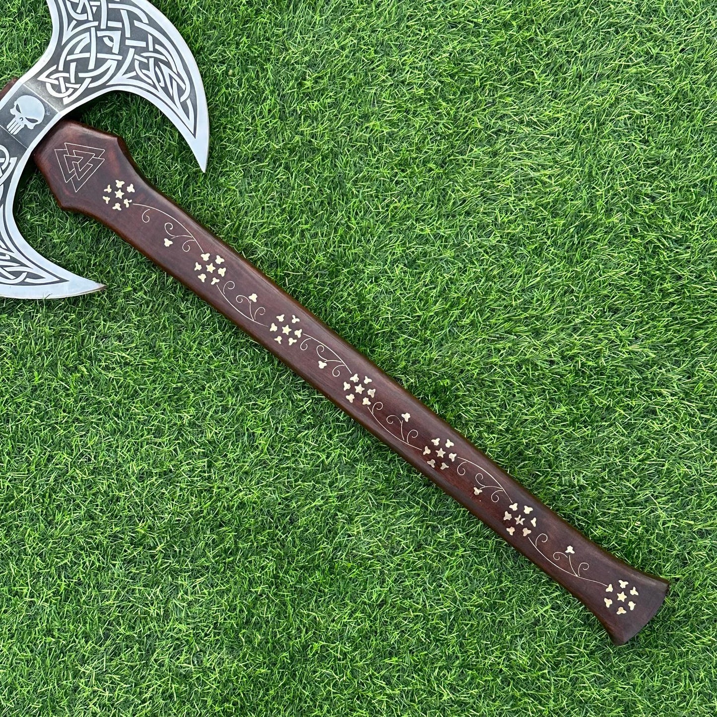 Handmade Medieval Viking Axe, Hand forged Double Head Axe Carbon Steel, Double head Axe, Rose wood Gift for husband anniversary gift for him