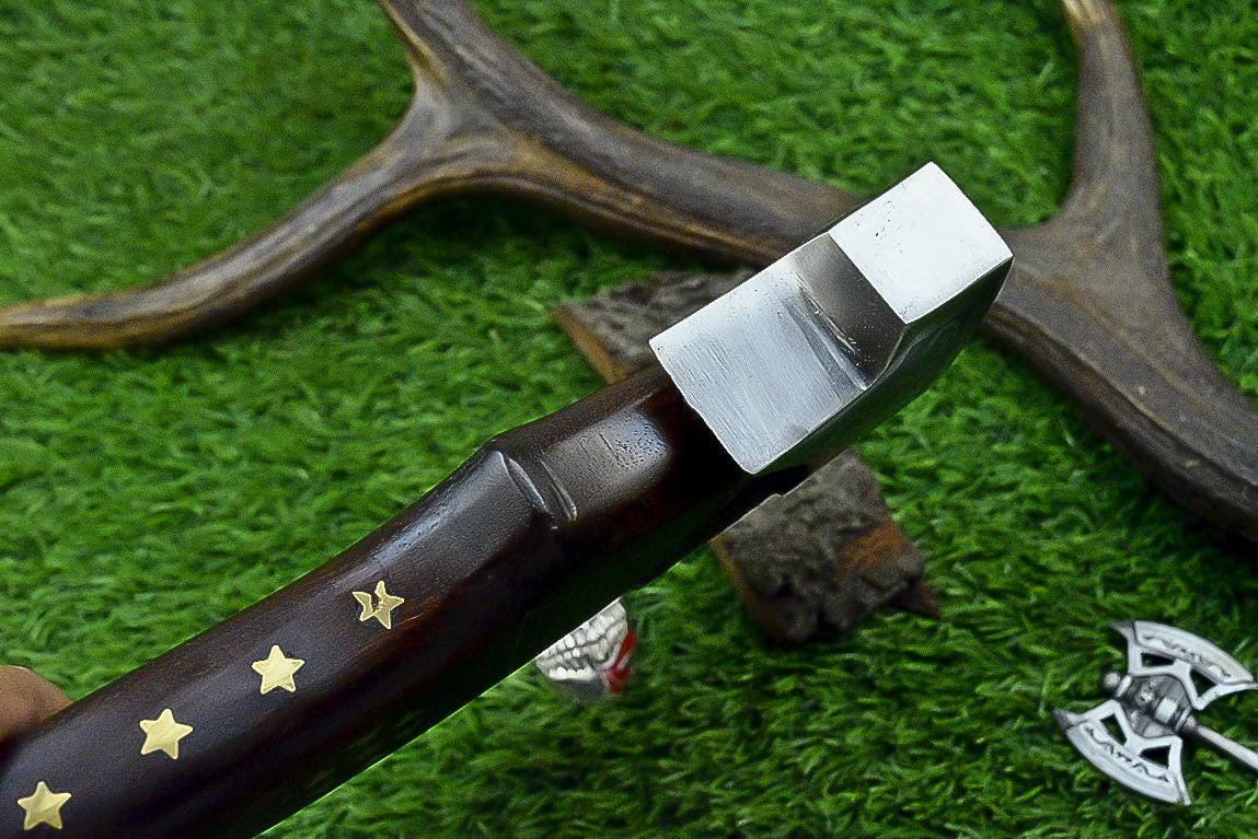 Pizza Cutter Axe Unique Viking Style Rose Wood Handle for Camping or Kitchen. Pizza Chef Gift Gift for Him, Gift for Her, Anniversary Gift