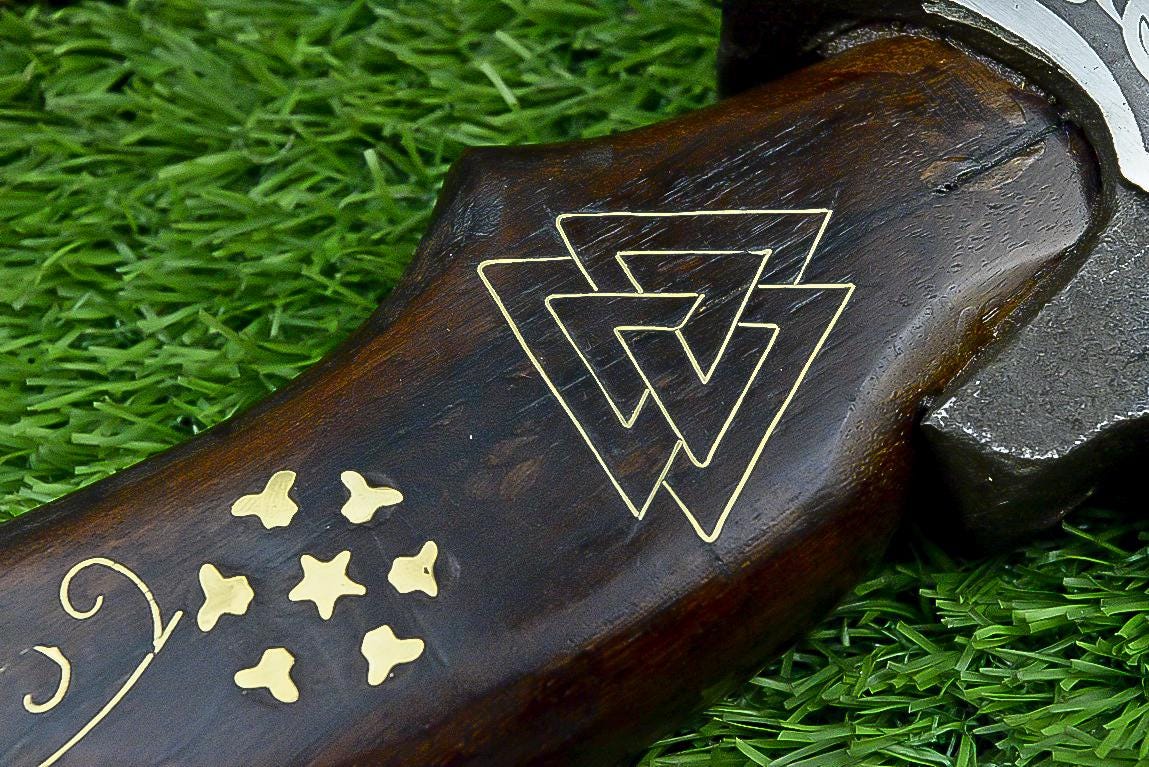 Pizza Cutter Axe Unique Viking Style Rose Wood Handle for Camping or Kitchen. Pizza Chef Gift Gift for Him, Gift for Her, Anniversary Gift