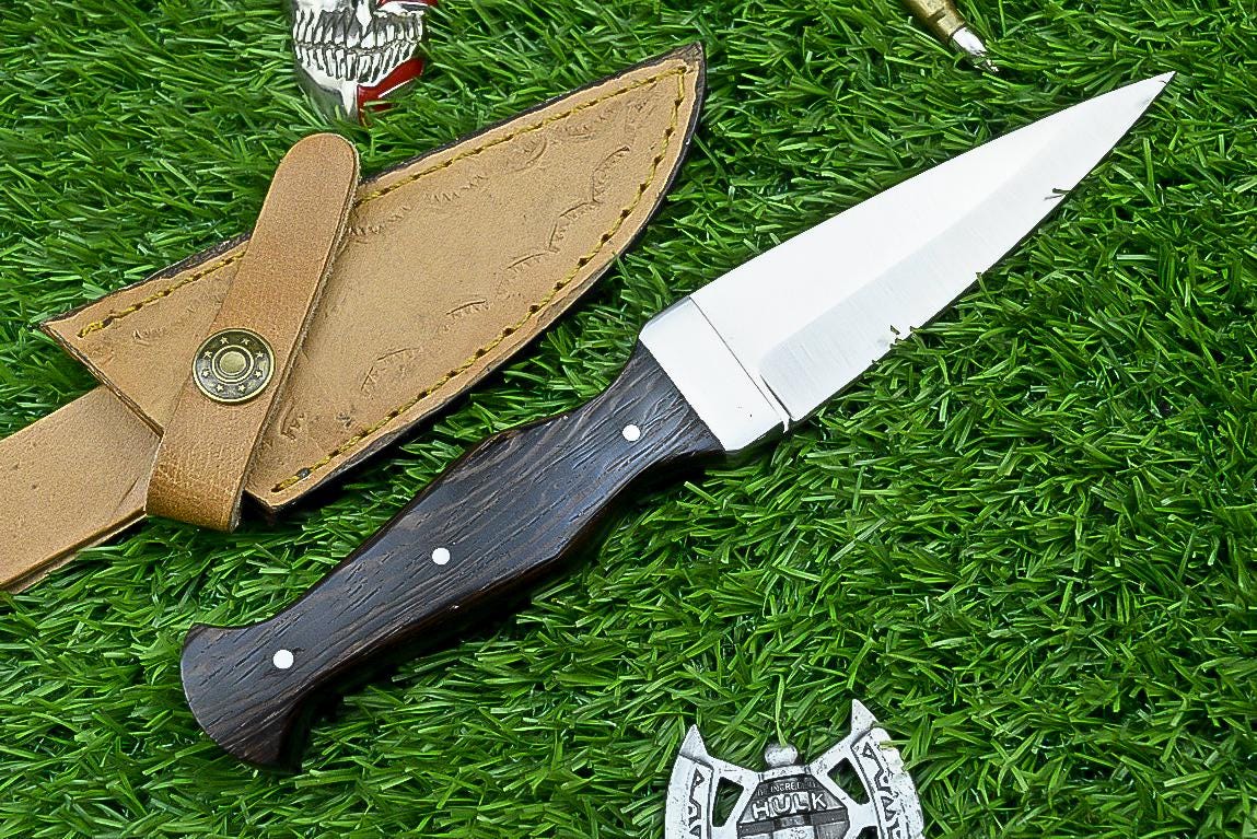 Wenge wood handle, D2 STEEL Blade, Handmade Hunting Knife with Case , Dagger Knife , Camping knife, Father’s Day gift, Gift for husband | UN-4933