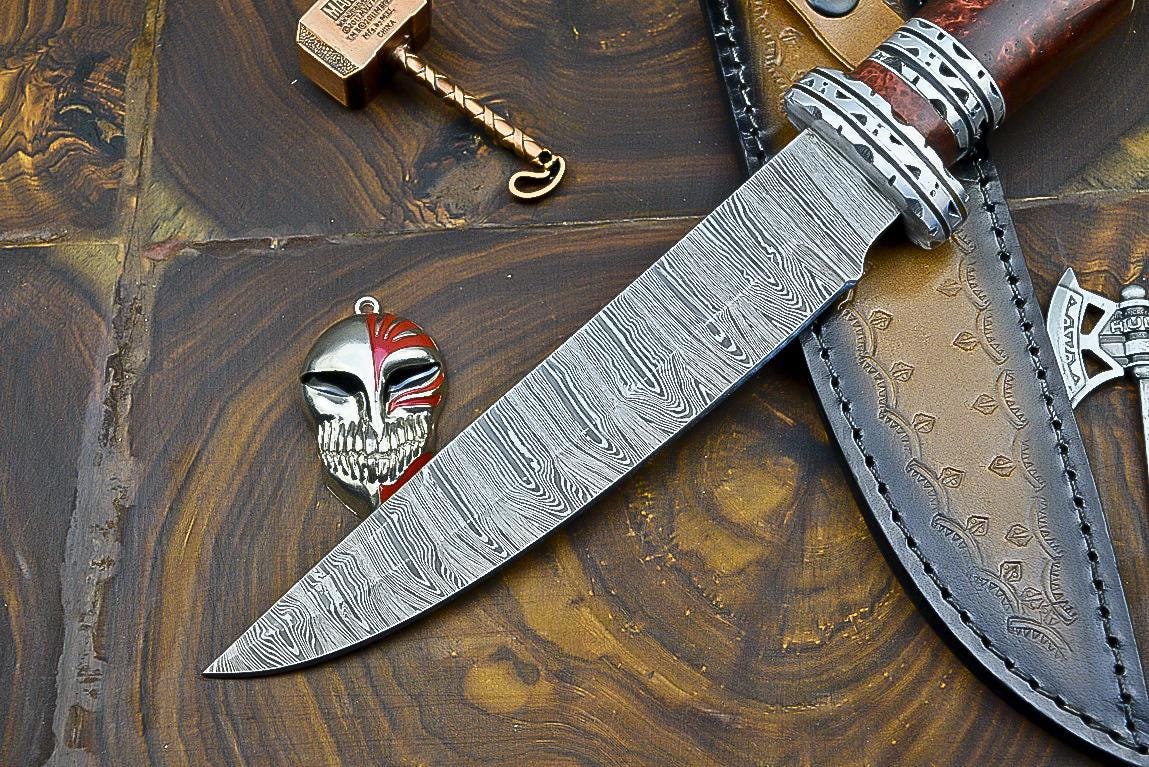 DAMASCUS Steel Knife Hand Forged Bowie Knife Fixed Blade Knife Hunting Knife, Resin, Personalized gift, Fathers day gift, Anniversary gift,| UN-4201