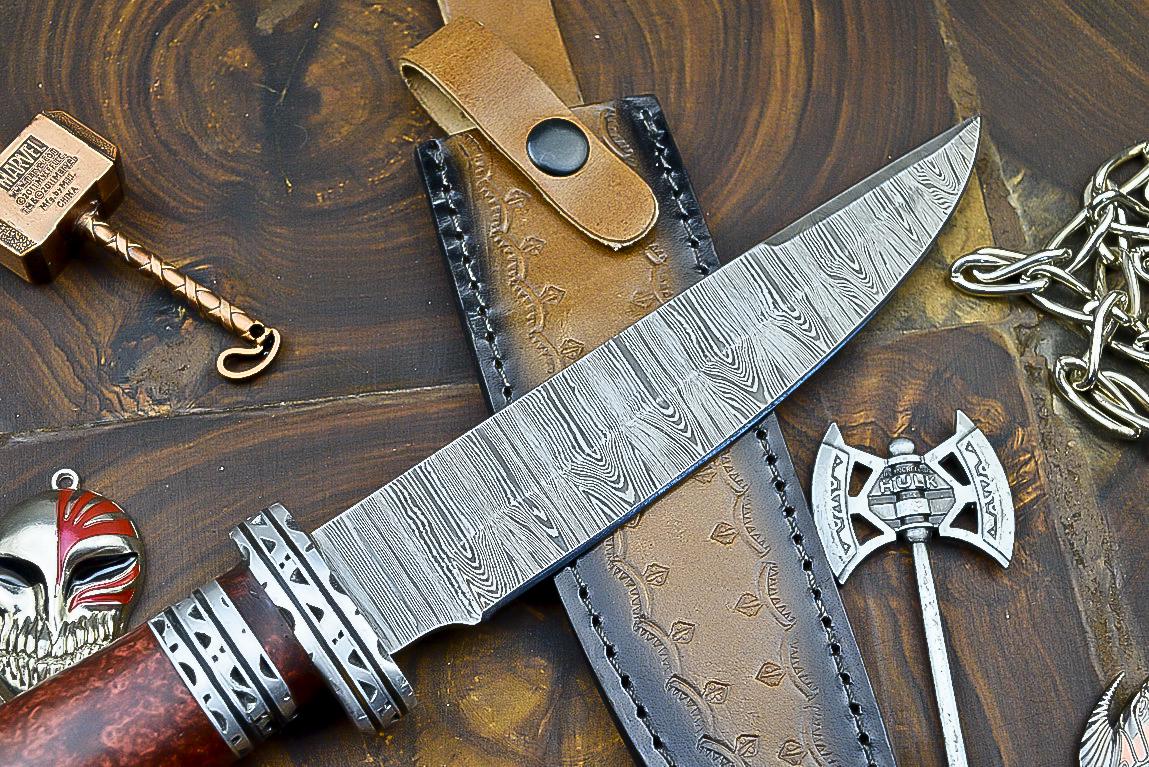 DAMASCUS Steel Knife Hand Forged Bowie Knife Fixed Blade Knife Hunting Knife, Resin, Personalized gift, Fathers day gift, Anniversary gift,| UN-4201