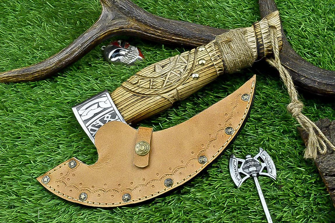 Superb Valentines gift Viking Pizza Cutter Axe, The Original custom hand forged pizza Axe Best gifts for her, Best Anniversary Gifts for Him