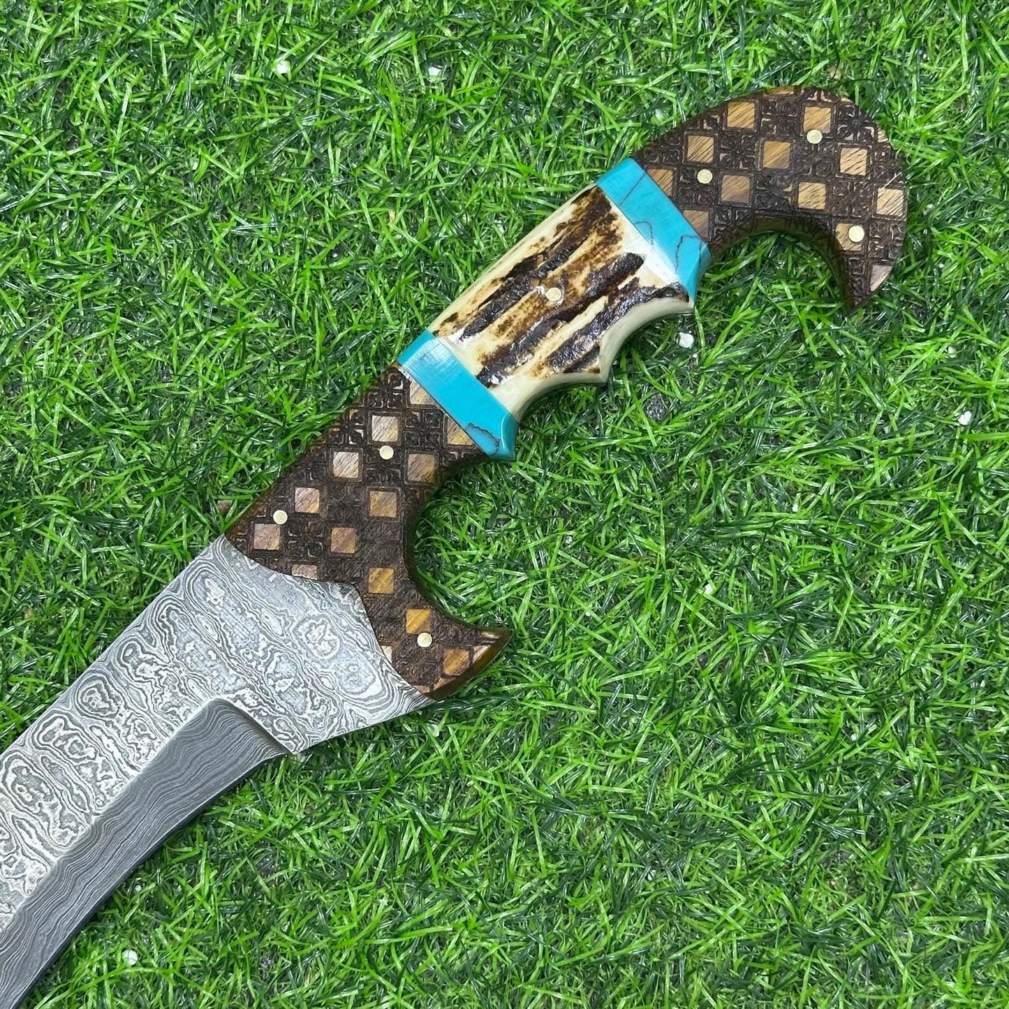 Rare Handmade DAMASCUS Steel Knife Hand Forged Bowie Knife Fixed Blade Knife Hunting Knife, Stag horn, Personalized gift, Anniversary gift