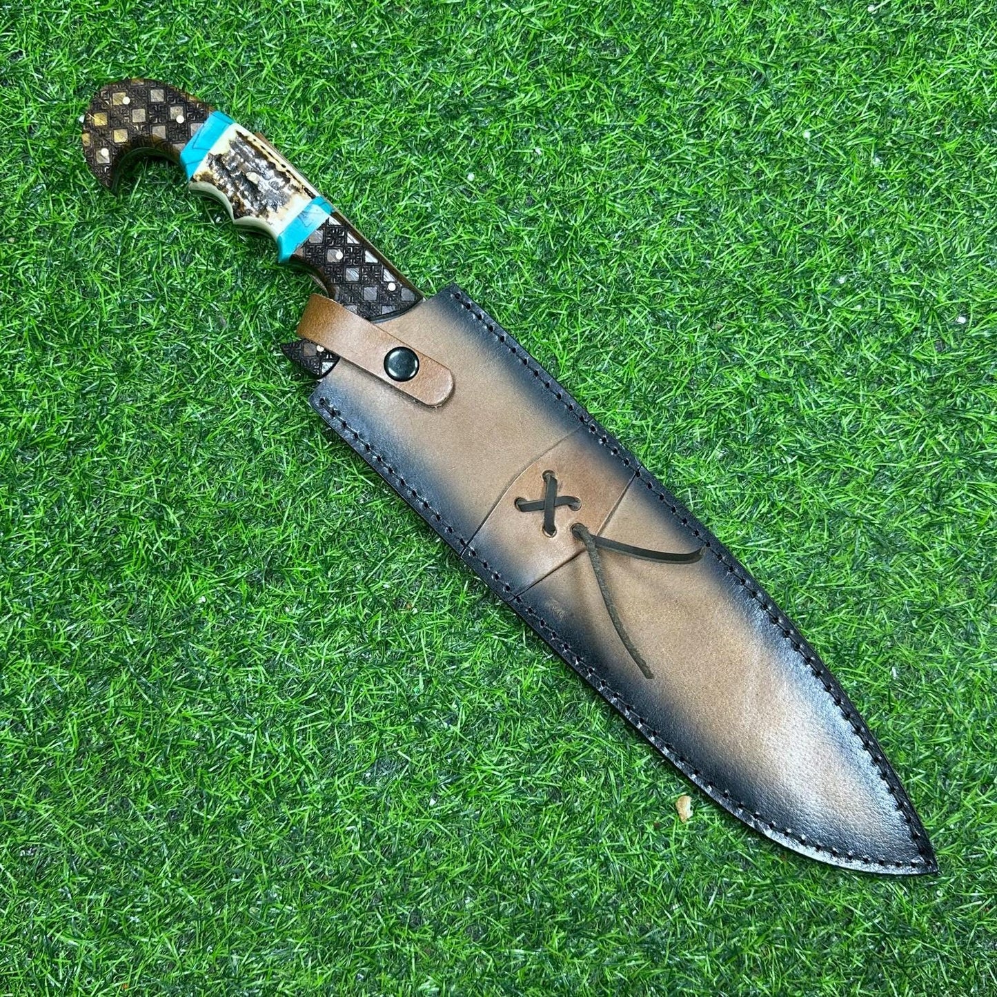 Rare Handmade DAMASCUS Steel Knife Hand Forged Bowie Knife Fixed Blade Knife Hunting Knife, Stag horn, Personalized gift, Anniversary gift