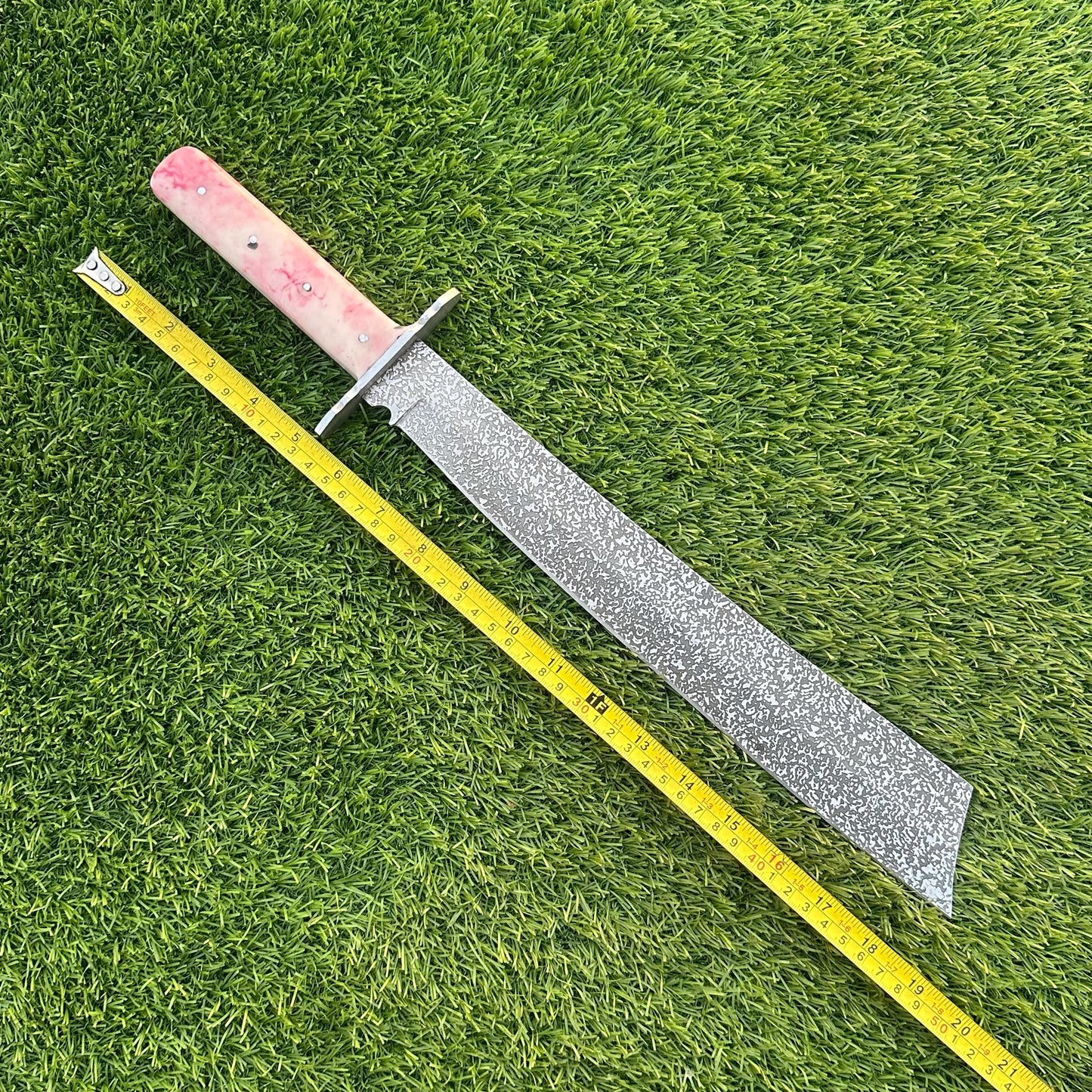 Handmade J2 Steel Knife – Etched Blade, Resin Handle, Full Tang, Collectible with Sheath – Gift for Him, Gift for Husband, Unique Knife