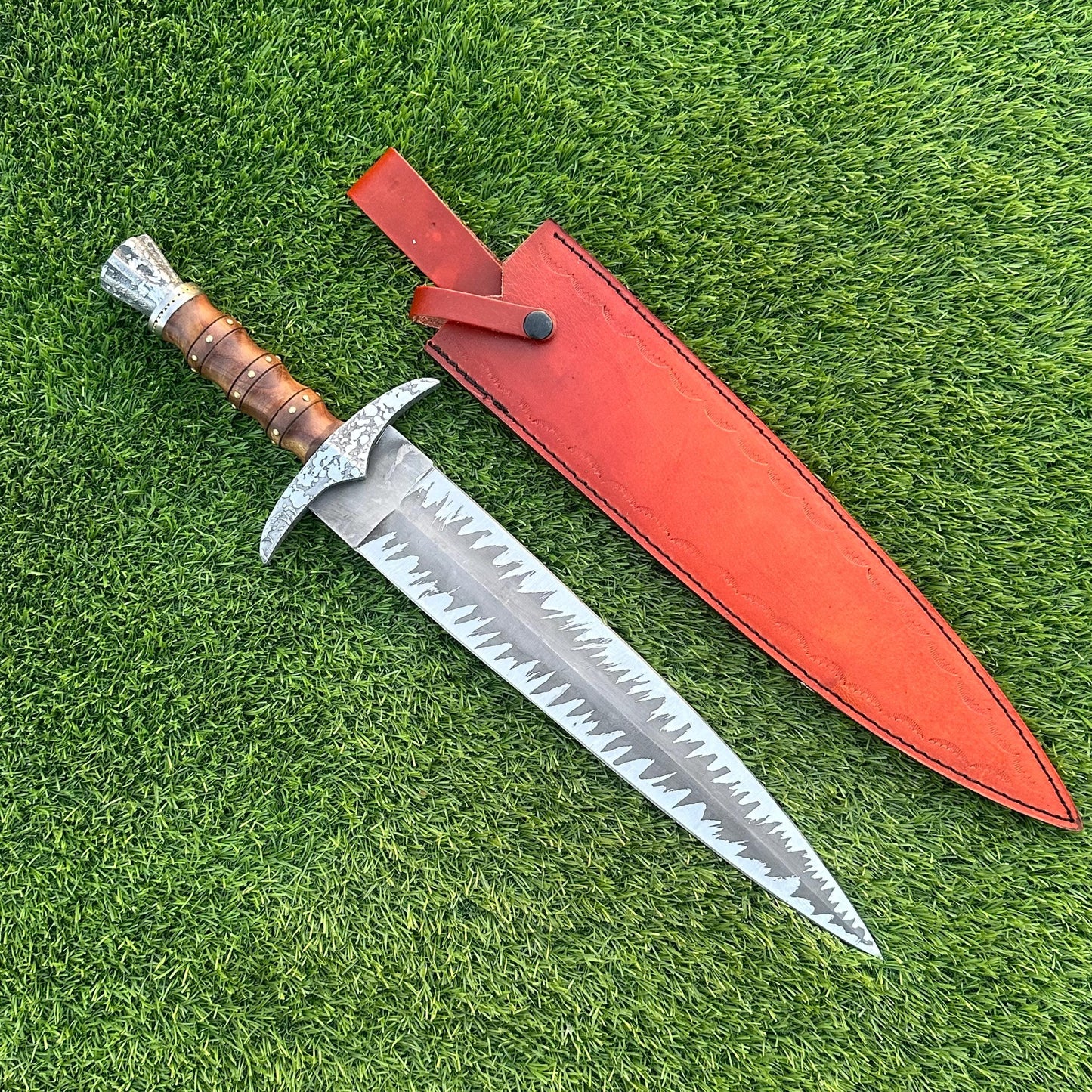 21” Handmade Bowie Knife , High Carbon Steel Etched Blade, Rosewood , Dagger Knife Gift for Him, Gift for Husband, Camping & Survival Knife,