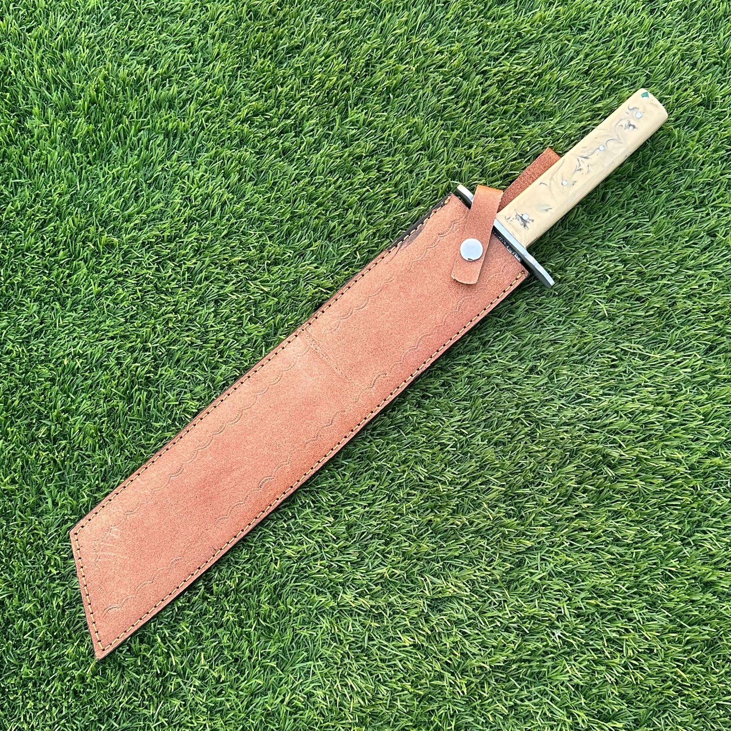 Handmade J2 Steel Knife – Etched Blade, Resin Handle, Full Tang, Collectible with Sheath – Gift for Him, Gift for Husband, Unique Knife ,