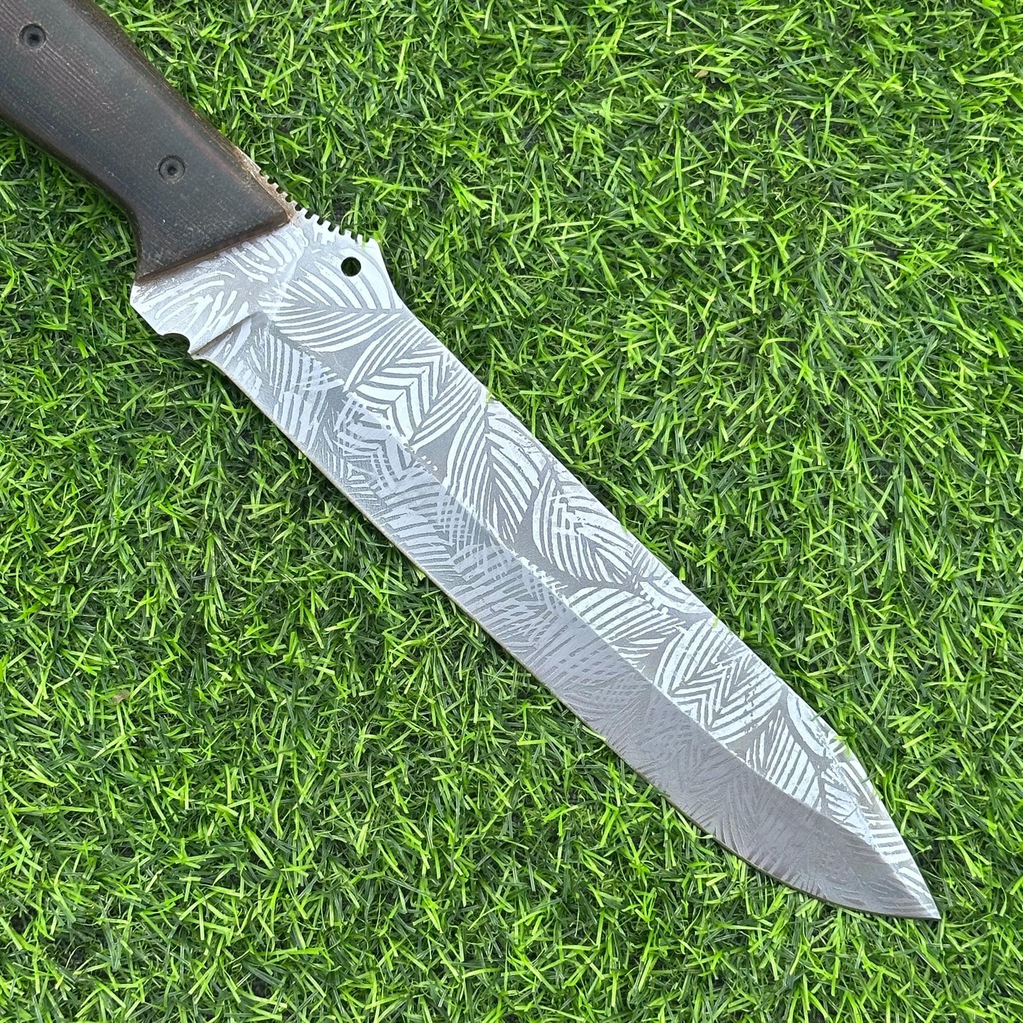 Handmade Full Tang Knife – 15" J2 Steel Etched Blade, Micarta Handle, Leather Sheath – Gift for Him, Gift for Husband, Collectible Knife,