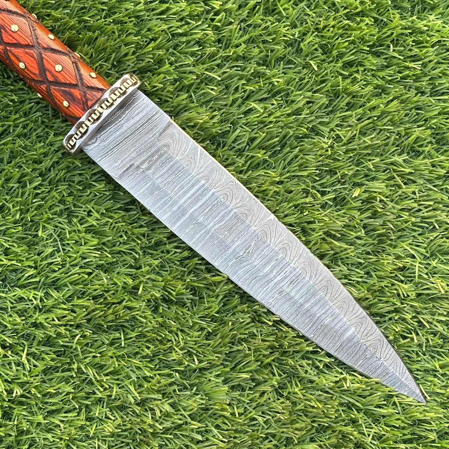 14” Handmade Damascus Steel Bowie Knife with Pakka Wood Handle, Rare Dagger for Camping & Survival, Gift for Him or Husband