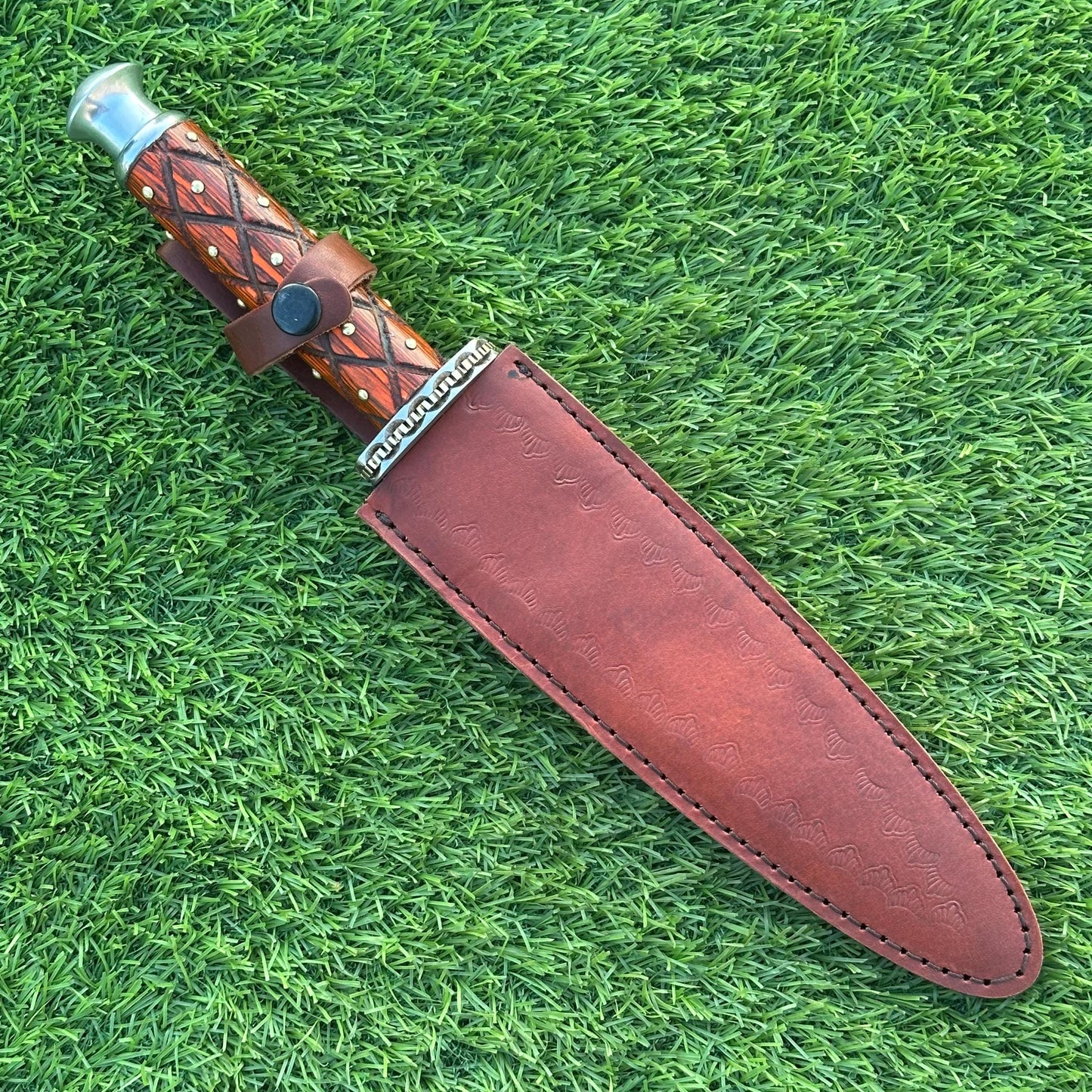 14” Handmade Damascus Steel Bowie Knife with Pakka Wood Handle, Rare Dagger for Camping & Survival, Gift for Him or Husband