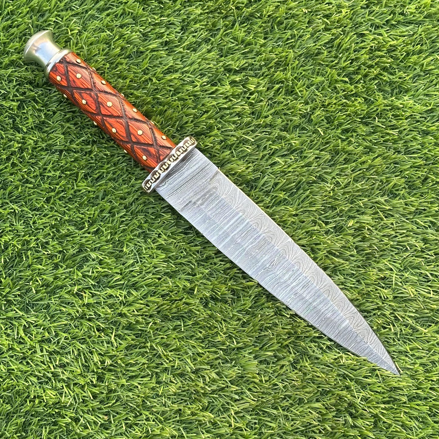 14” Handmade Damascus Steel Bowie Knife with Pakka Wood Handle, Rare Dagger for Camping & Survival, Gift for Him or Husband