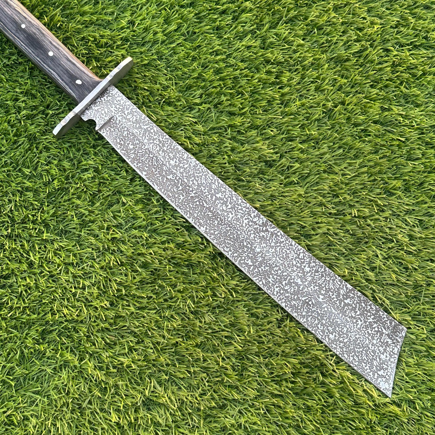Handmade J2 Steel Knife with Etched Blade Wood Handle, Full Tang Collectible, Sheath Included – Unique Gift for Him & Husband