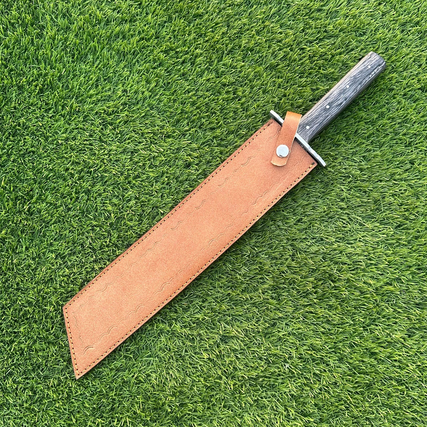 Handmade J2 Steel Knife with Etched Blade Wood Handle, Full Tang Collectible, Sheath Included – Unique Gift for Him & Husband