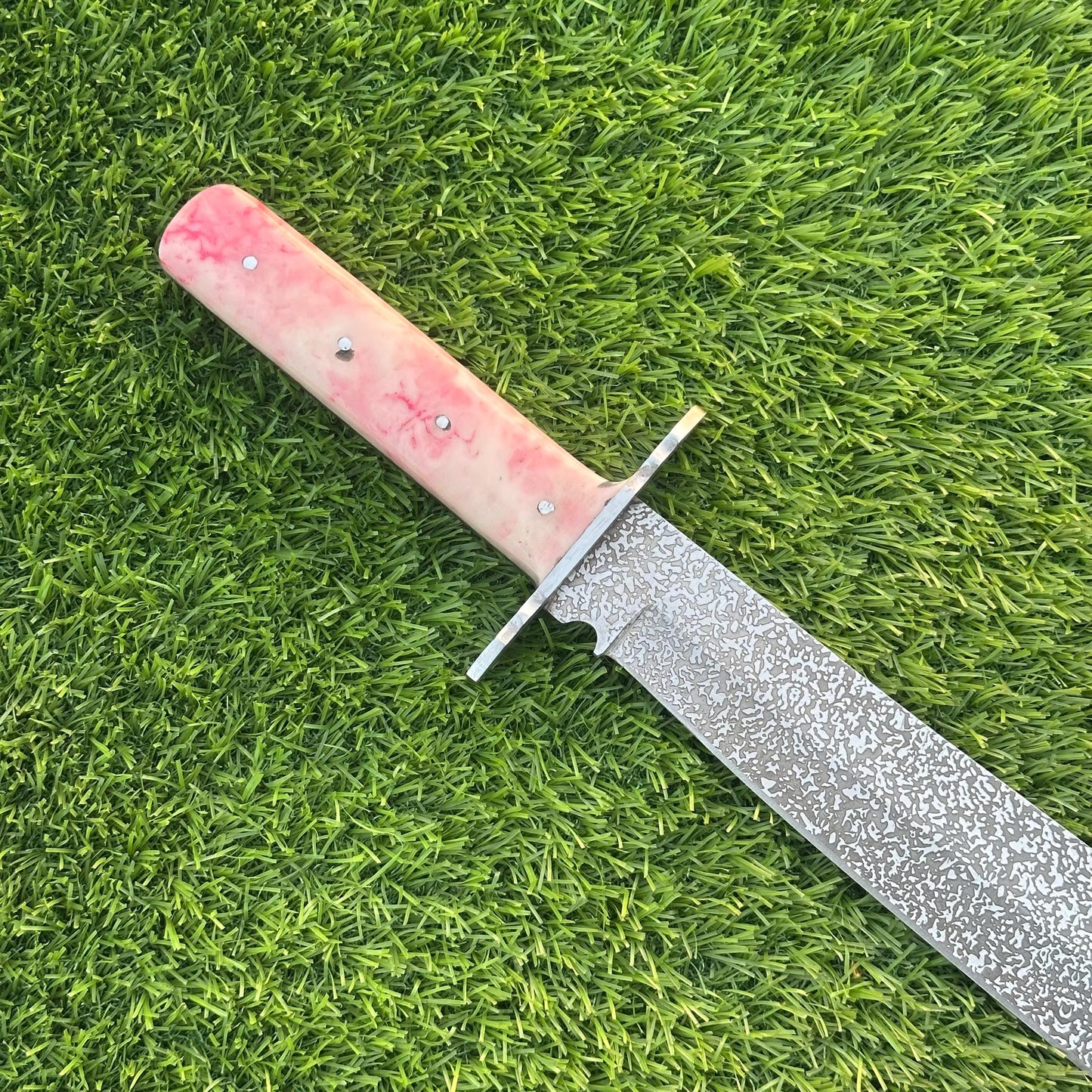 Handmade J2 Steel Knife – Etched Blade, Resin Handle, Full Tang, Collectible with Sheath – Gift for Him, Gift for Husband, Unique Knife
