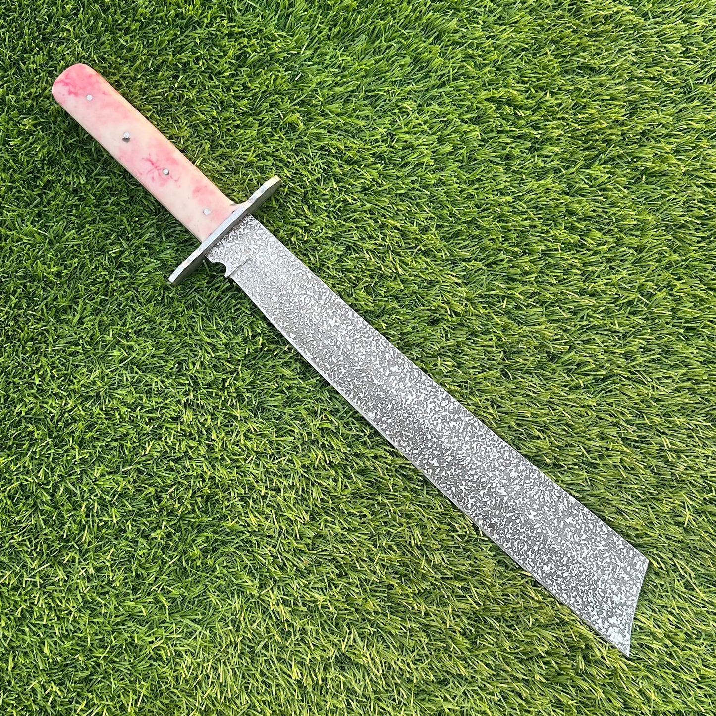 Handmade J2 Steel Knife – Etched Blade, Resin Handle, Full Tang, Collectible with Sheath – Gift for Him, Gift for Husband, Unique Knife