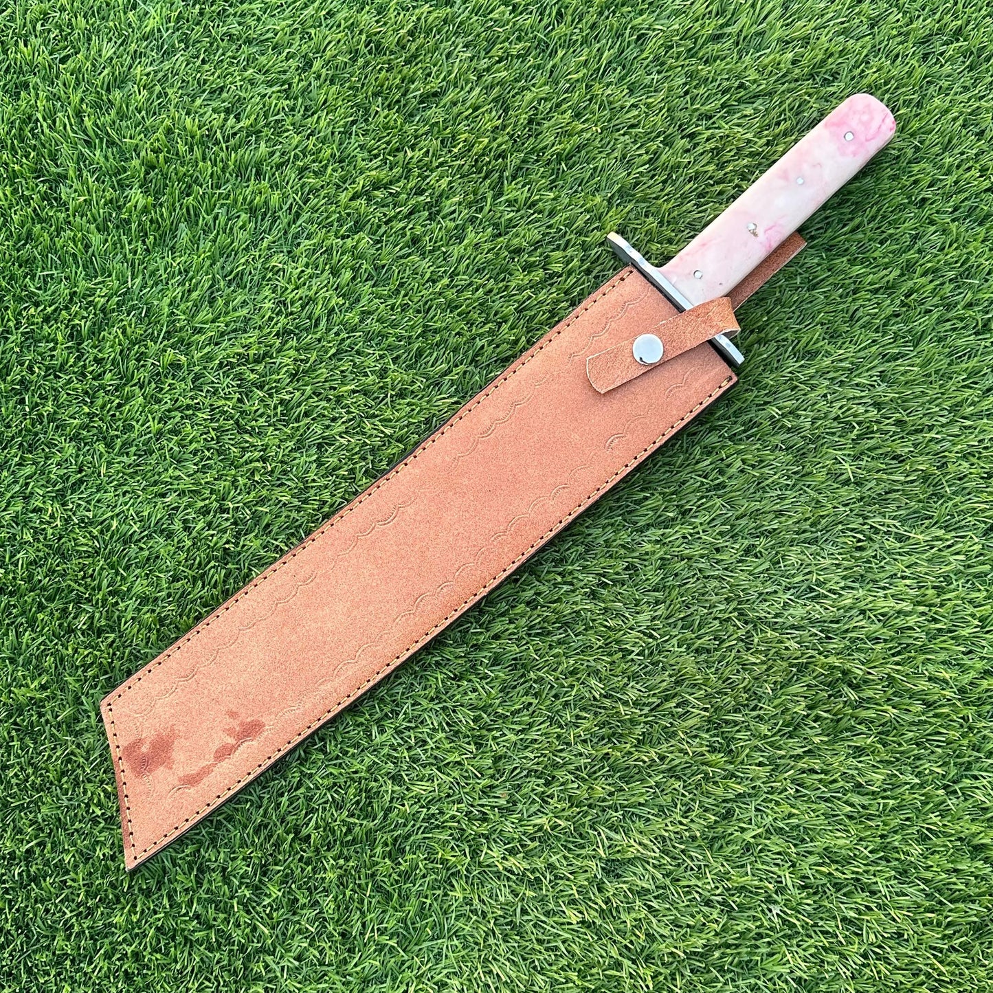 Handmade J2 Steel Knife – Etched Blade, Resin Handle, Full Tang, Collectible with Sheath – Gift for Him, Gift for Husband, Unique Knife