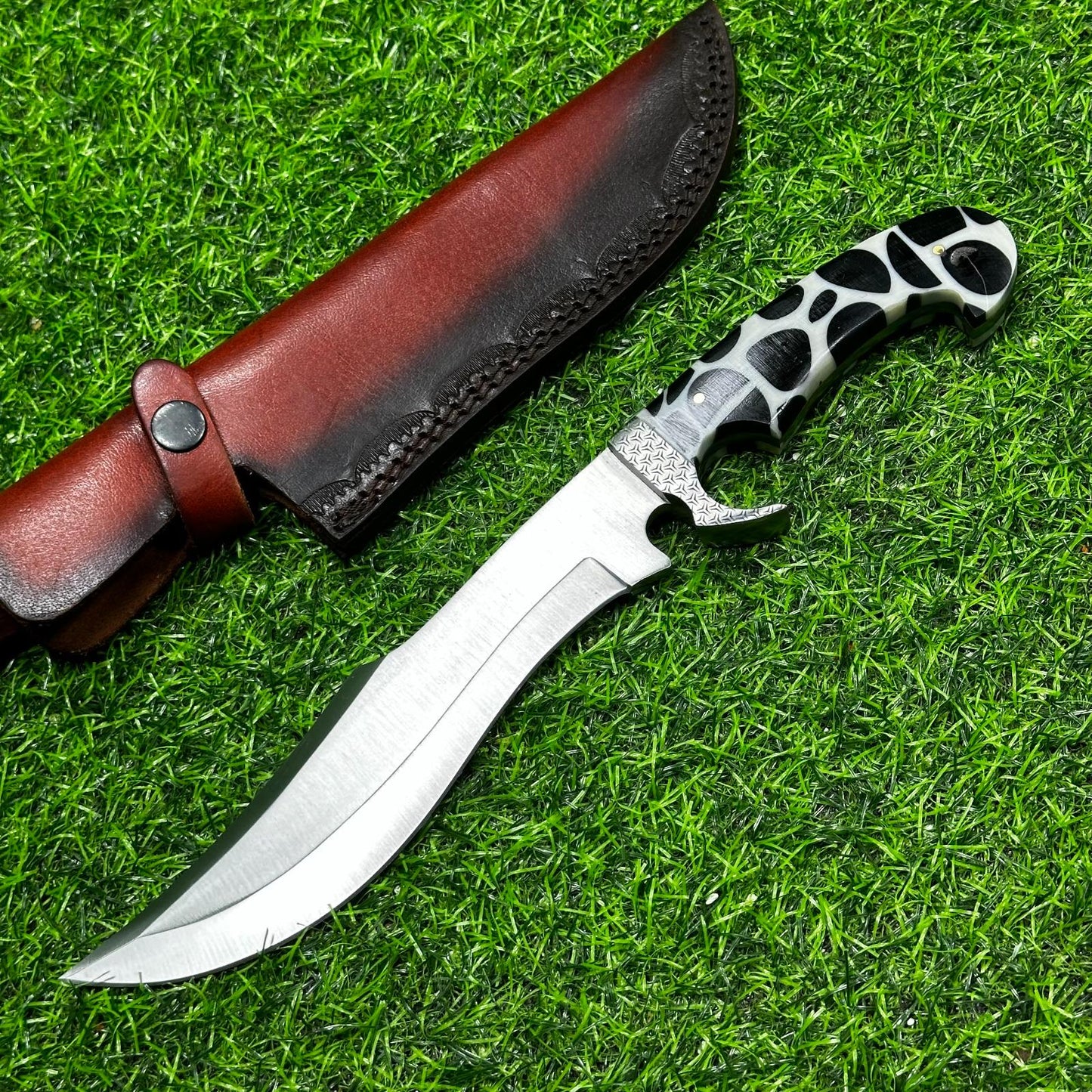Bowie Knife Custom Handmade D2 Steel with Resin Handle & Sheath – Unique Collectible Gift for Him or Husband