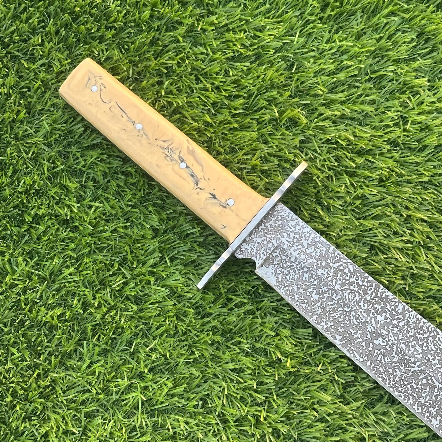 Handmade J2 Steel Knife – Etched Blade, Resin Handle, Full Tang, Collectible with Sheath – Gift for Him, Gift for Husband, Unique Knife ,