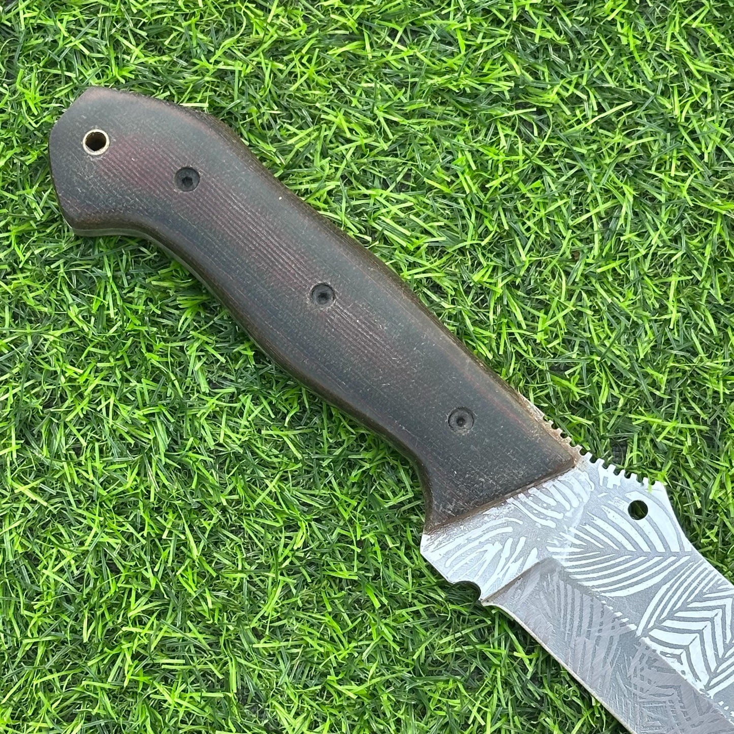 Handmade Full Tang Knife – 15" J2 Steel Etched Blade, Micarta Handle, Leather Sheath – Gift for Him, Gift for Husband, Collectible Knife,