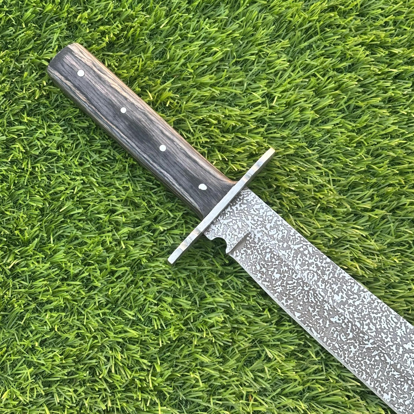 Handmade J2 Steel Knife with Etched Blade Wood Handle, Full Tang Collectible, Sheath Included – Unique Gift for Him & Husband