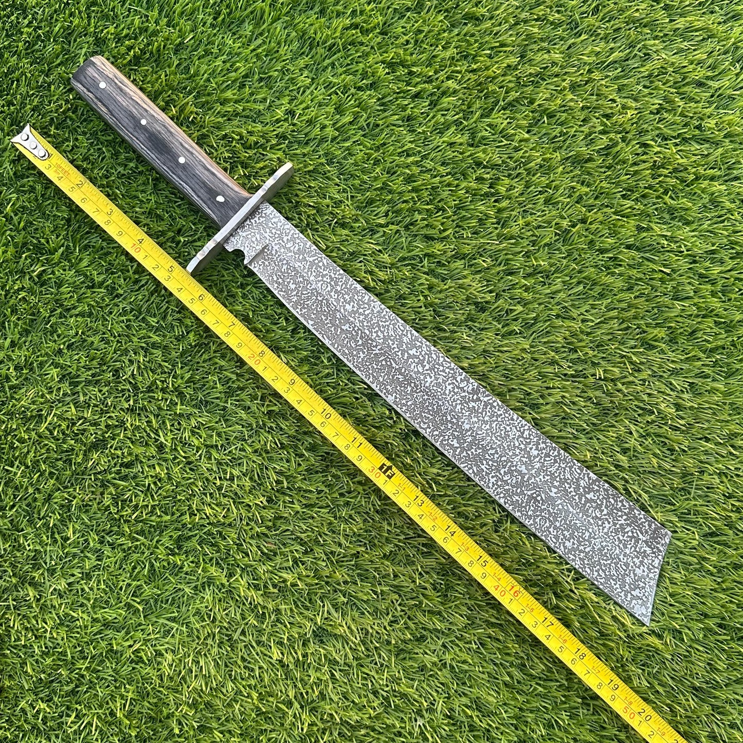 Handmade J2 Steel Knife with Etched Blade Wood Handle, Full Tang Collectible, Sheath Included – Unique Gift for Him & Husband