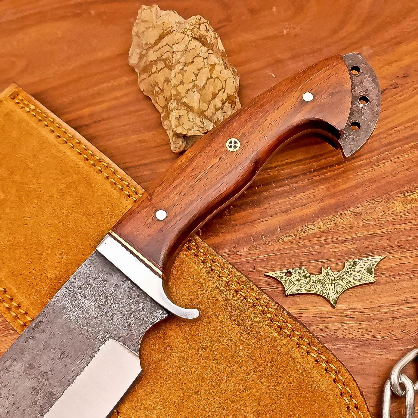 Big Bushcraft 18" Bowie Knife Carbon Steel Hatchet Butcher Knife – Personalized Gift for Husband Birthday Outdoor Tool