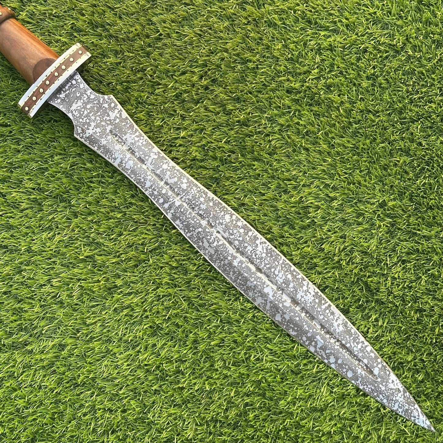 Custom Handmade Viking Sword 28" J2 Steel Blade with Leather Sheath - Natural Wood Handle, Collectible Anniversary Gift for Father