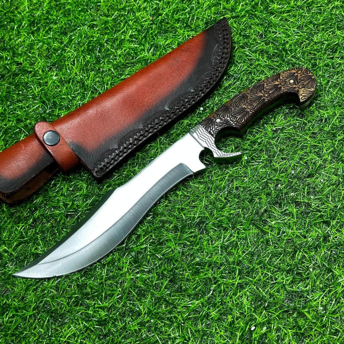 CUSTOM Handmade D2 Steel Bowie Knife – Rose wood Handle, Collectible with Sheath – Gift for Him, Gift for Husband, Unique Knife,