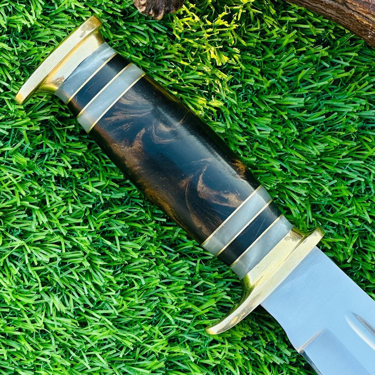 CUSTOM Handmade D2 Steel 12" Bowie Knife – Resin Handle, Collectible with Sheath – Gift for Him, Gift for Husband, Unique Knife