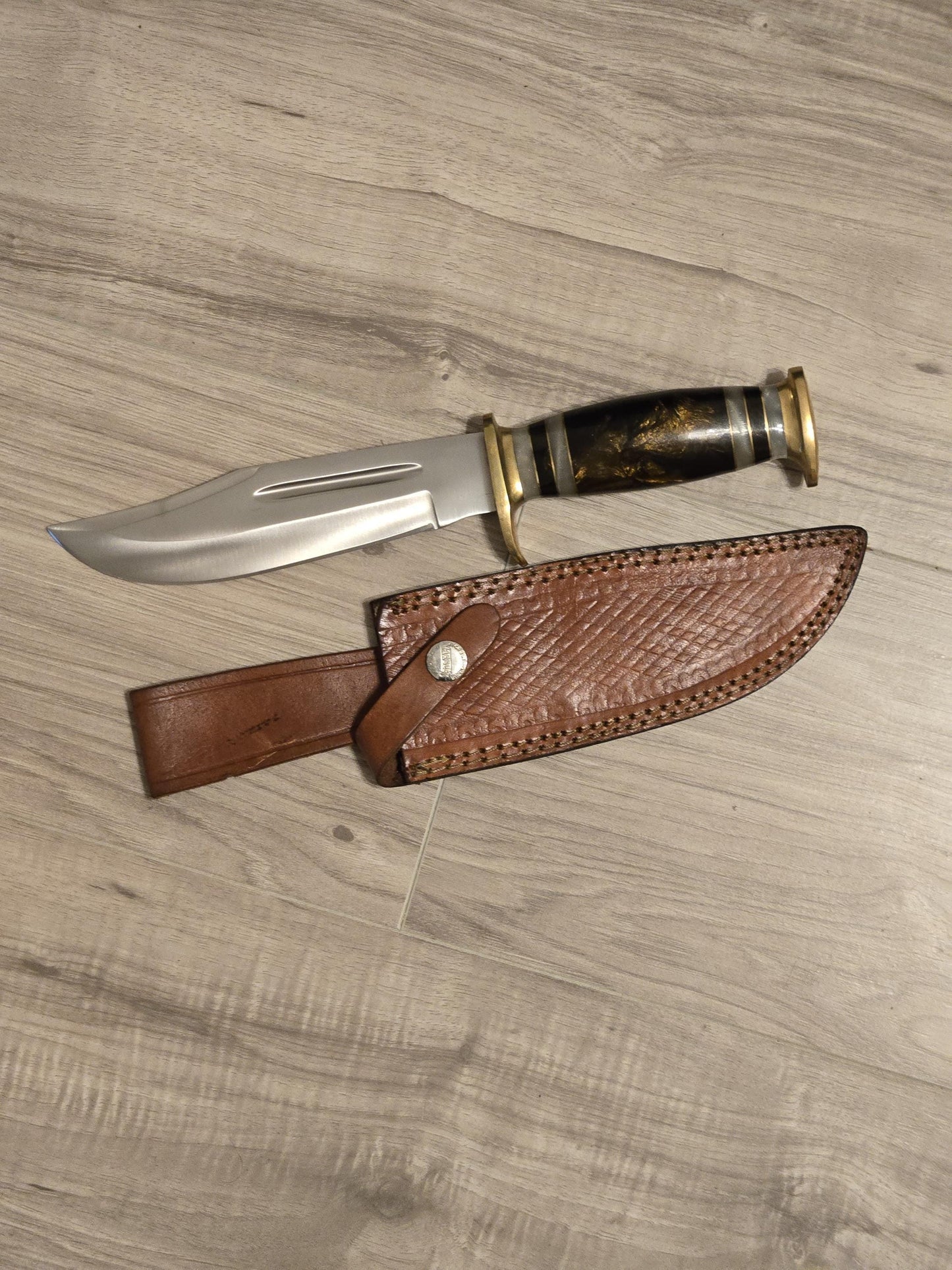 CUSTOM Handmade D2 Steel 12" Bowie Knife – Resin Handle, Collectible with Sheath – Gift for Him, Gift for Husband, Unique Knife