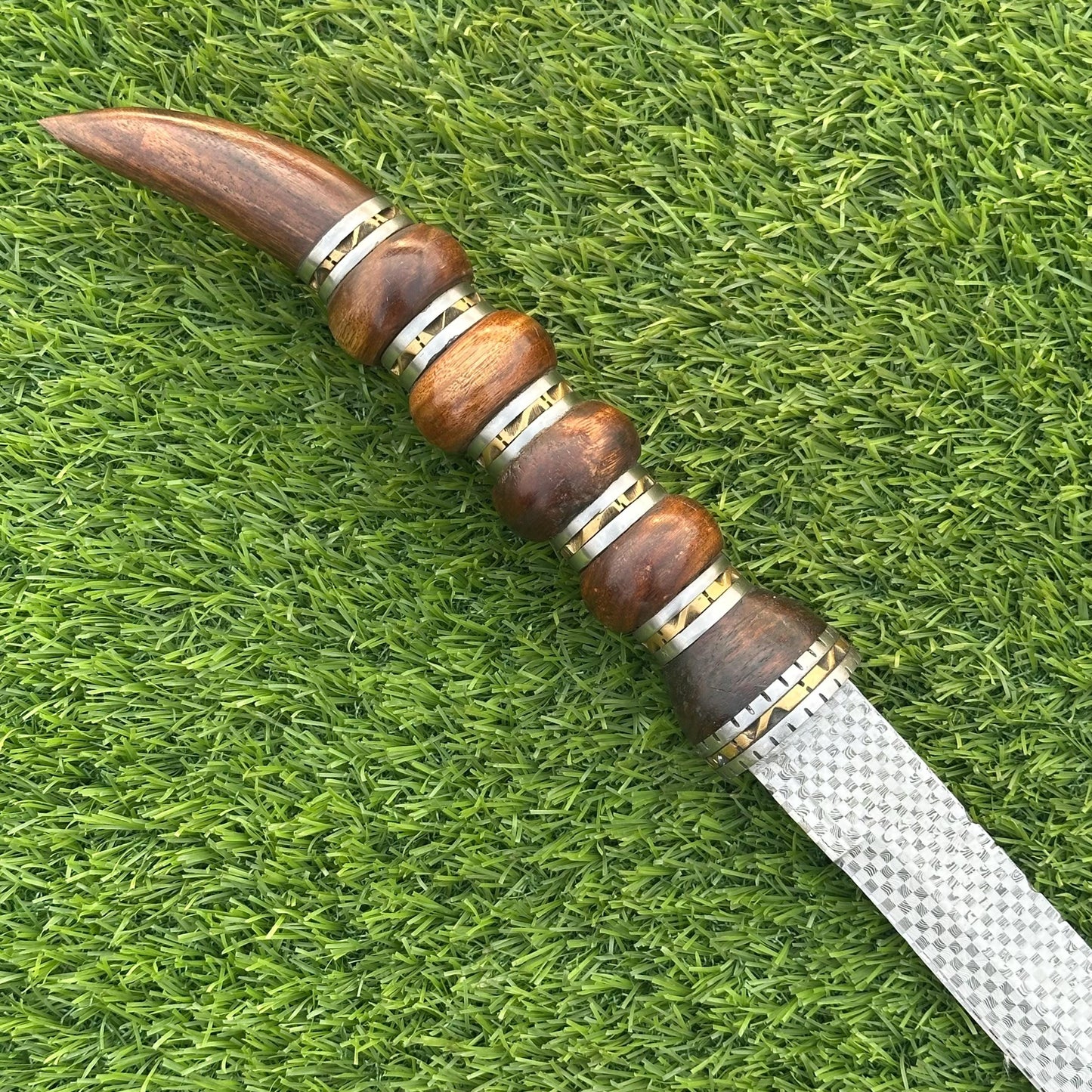 Handmade Damascus Steel Sword 23 Inch | Etched Blade | Rosewood Handle | Leather Sheath | Collectible Sword | Gift for Him