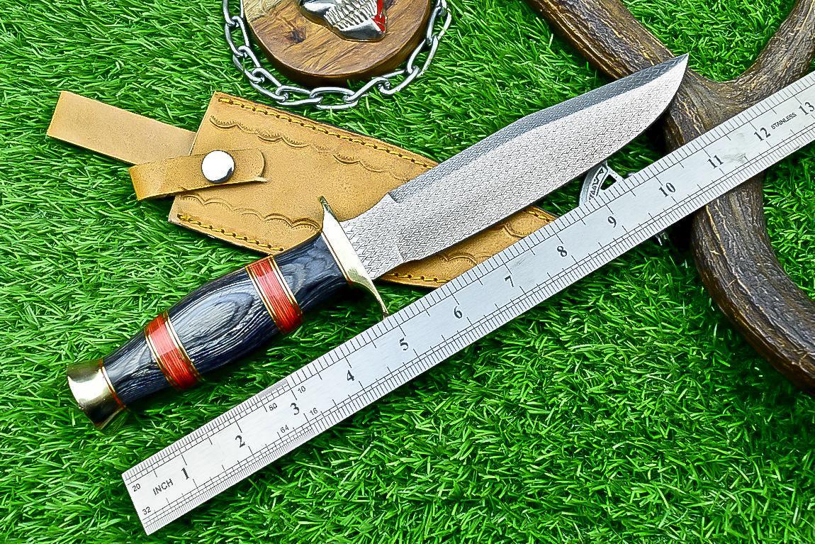 Bowie Knife 12" Handmade J2 Steel with Hardwood Handle & Sheath – Unique Collectible Gift for Him, Husband Anniversary Present