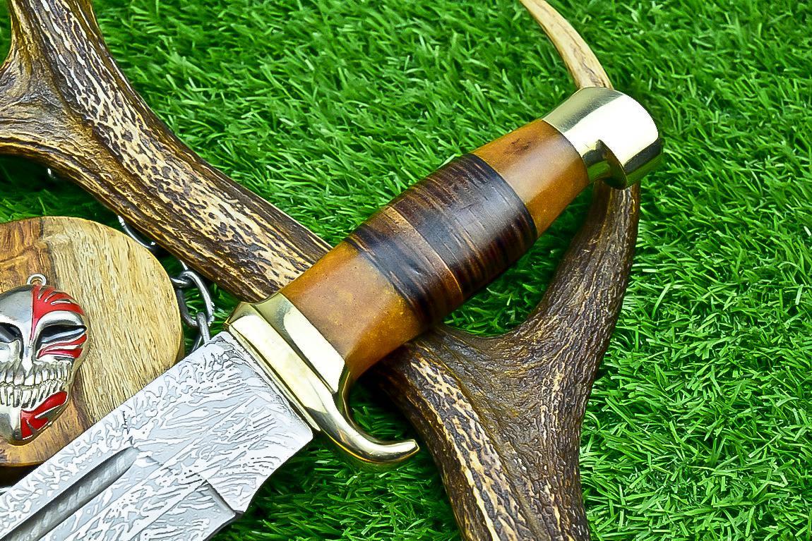 Bowie Knife 17" Handmade J2 Steel Hunting Knife with Resin & Leather Handle – Gift for Him, Husband, Boyfriend