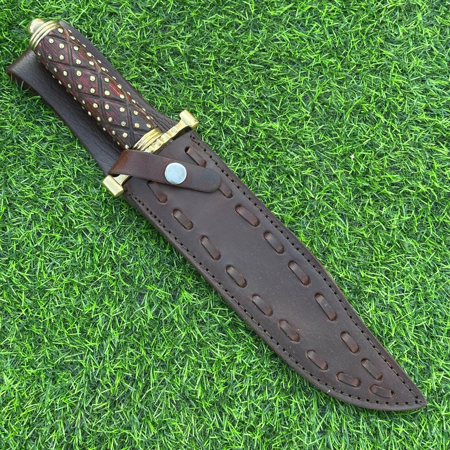 Handmade J2 Steel Bowie Knife with Etched Blade & Wood Handle, Custom Hunting Knife with Sheath Gift for Him, Unique Collectible Blade