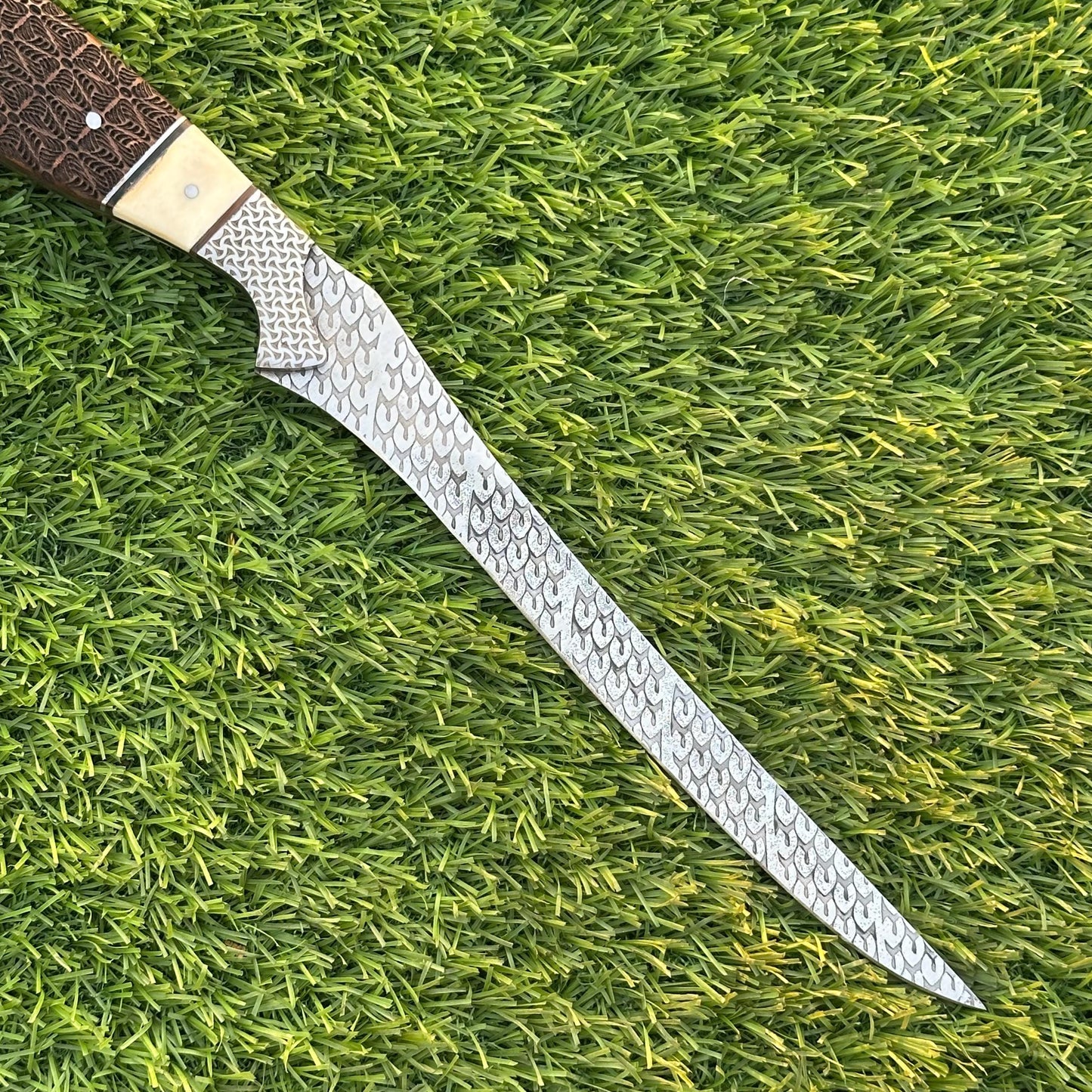 Custom 13" Fillet Knife with J2 Steel Etched Blade, Rosewood Camel Bone Handle – Precision Fishing & Kitchen Cutlery Tool