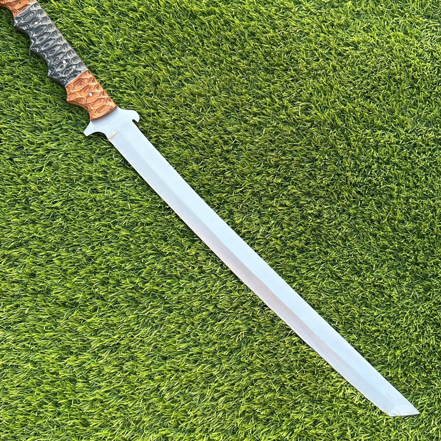 Tanto Blade Sword 26" Custom Handmade J2 Steel Full Tang Tactical Sword with Jigged Pakka Wood Handle - Collectible Gift for Him