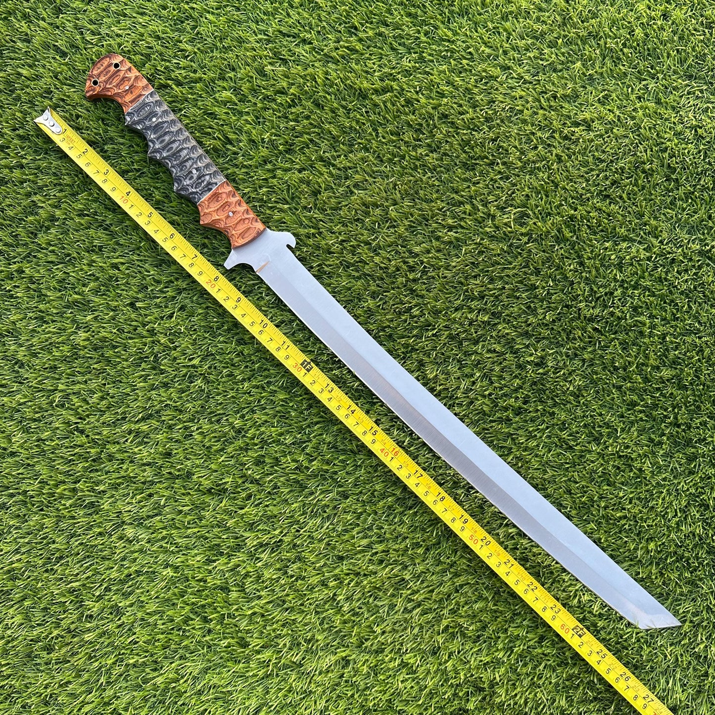 Tanto Blade Sword 26" Custom Handmade J2 Steel Full Tang Tactical Sword with Jigged Pakka Wood Handle - Collectible Gift for Him