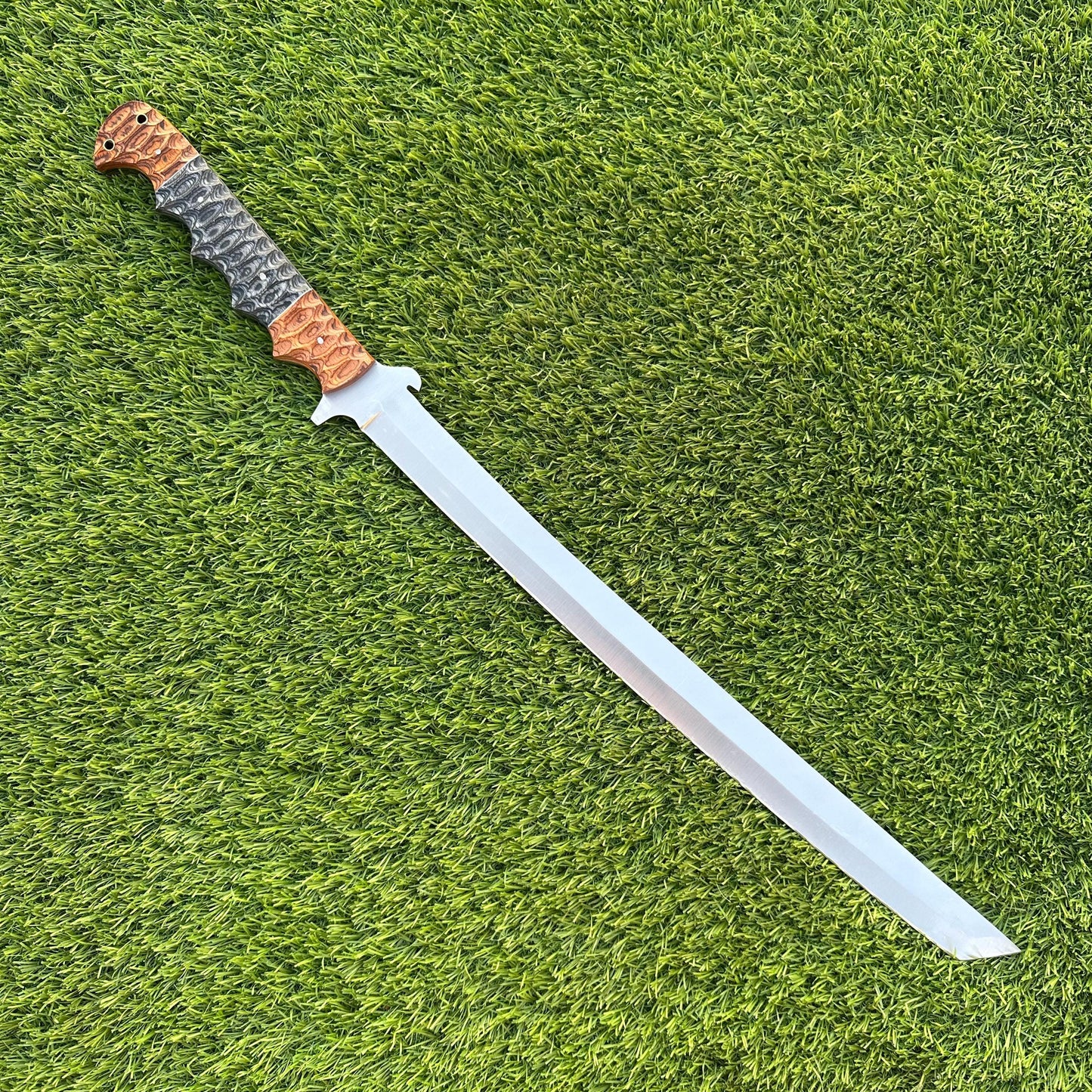 Tanto Blade Sword 26" Custom Handmade J2 Steel Full Tang Tactical Sword with Jigged Pakka Wood Handle - Collectible Gift for Him
