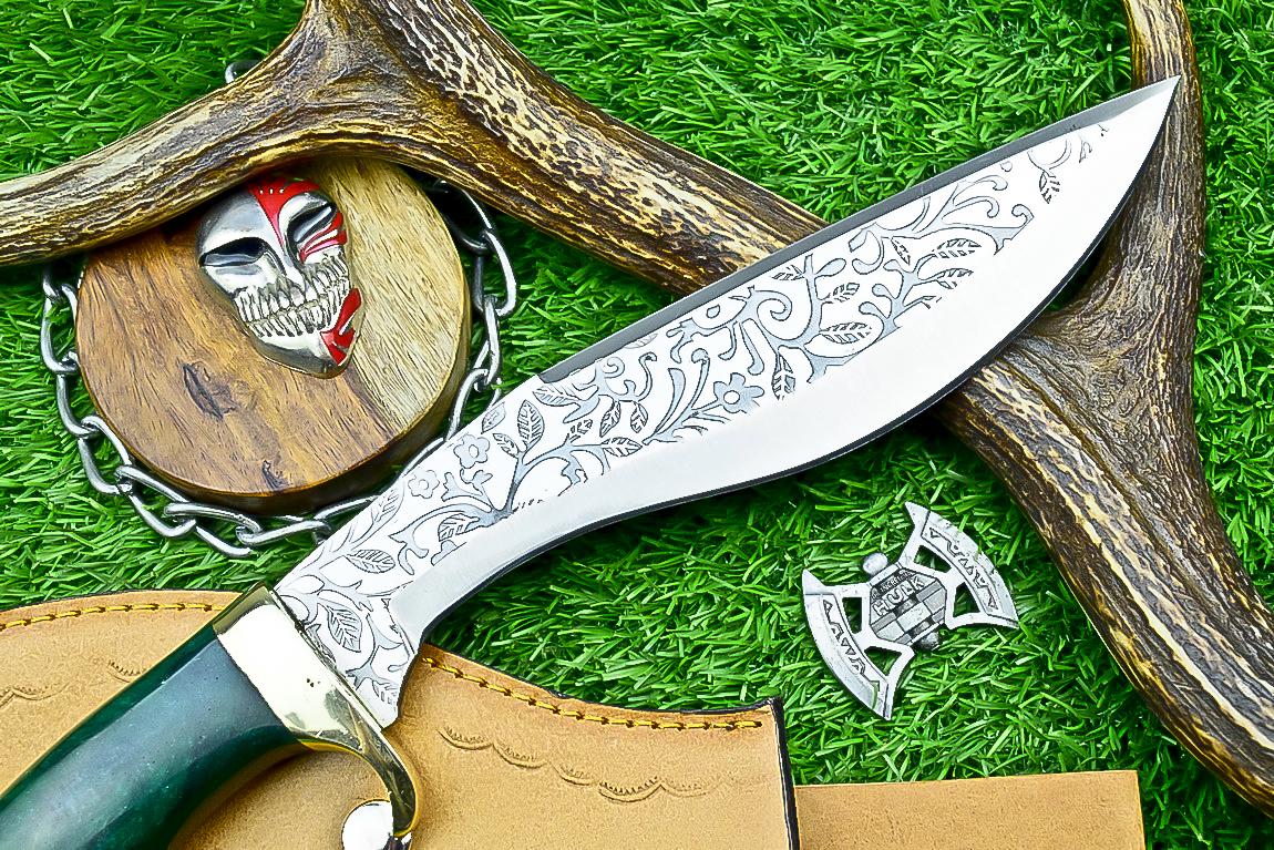 CUSTOM Handmade Kukri Knife 14.5" | J2 Steel Blade with Engraving | Resin Handle & Brass Guard | Outdoor Hunting Kukri | Gift for Him