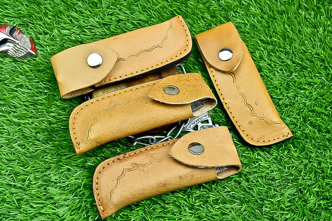 Handmade Damascus Pocket Knives Lot of 4 | 8.5" EDC Folding Knives with Pakka Wood Handles | Slip Joint Blades | Gift for Him