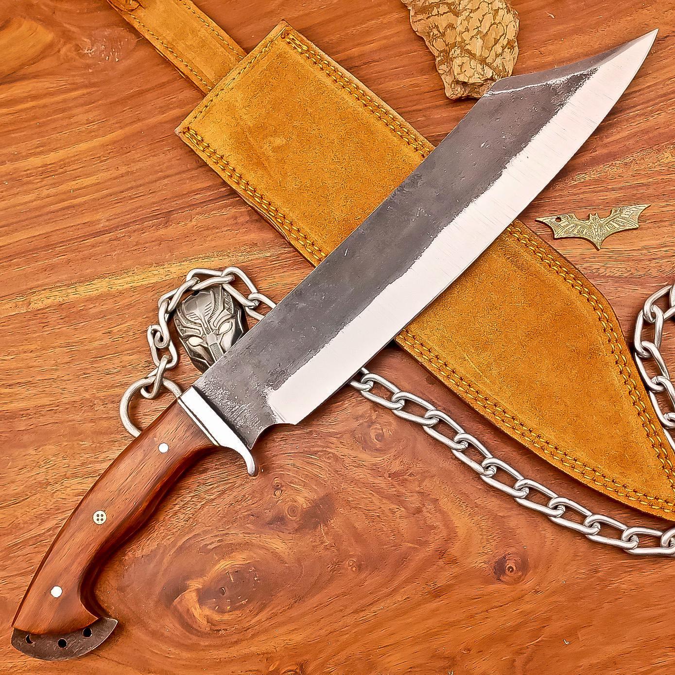 Big Bushcraft 18" Bowie Knife Carbon Steel Hatchet Butcher Knife – Personalized Gift for Husband Birthday Outdoor Tool