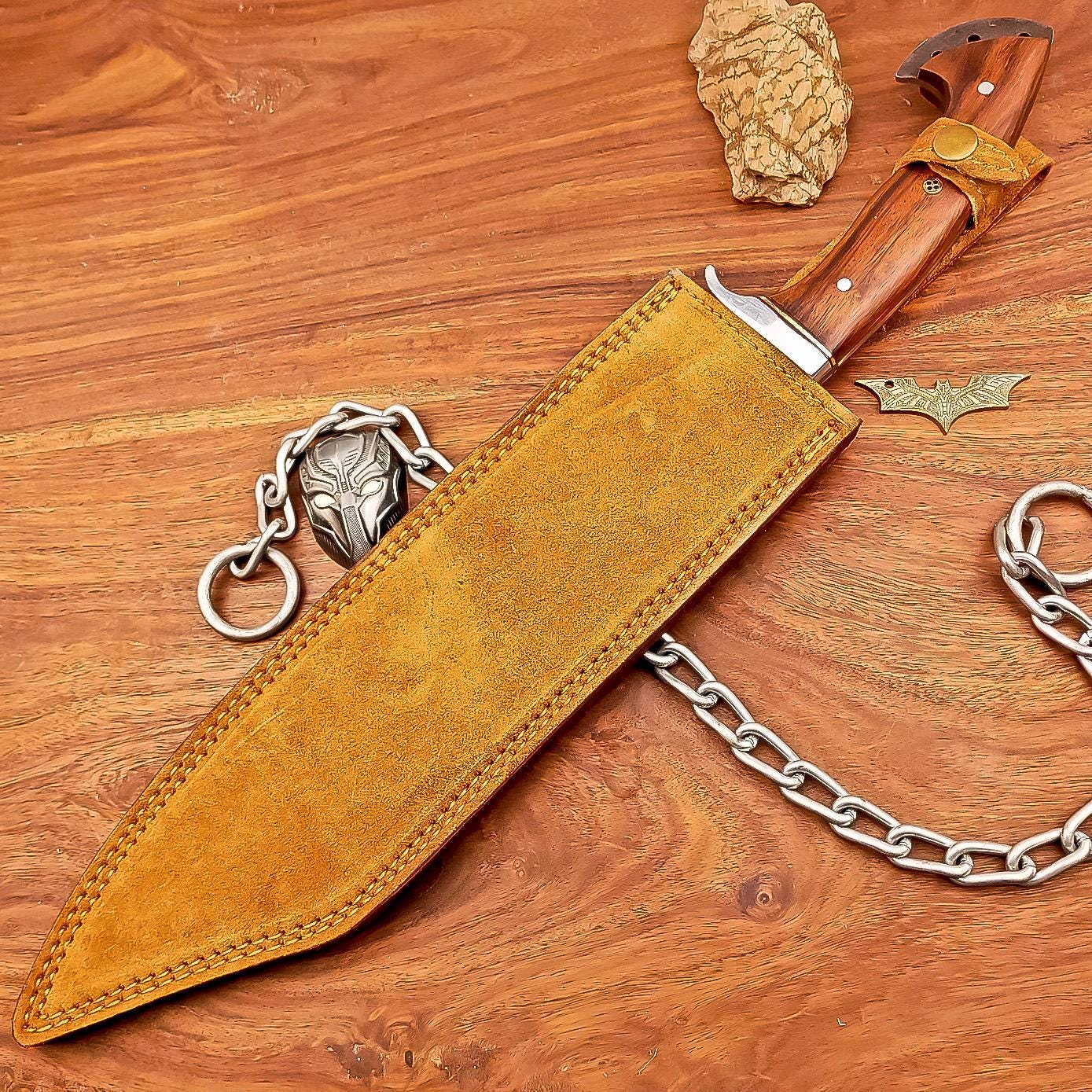 Big Bushcraft 18" Bowie Knife Carbon Steel Hatchet Butcher Knife – Personalized Gift for Husband Birthday Outdoor Tool